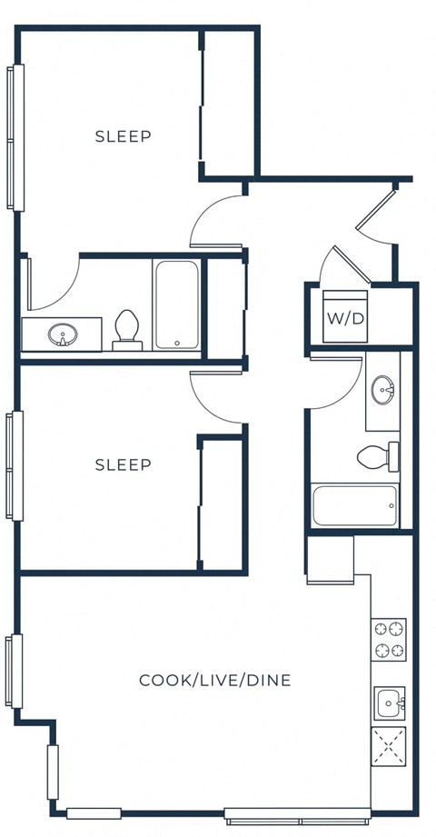 a floor plan of a small house with a bedroom and a living room